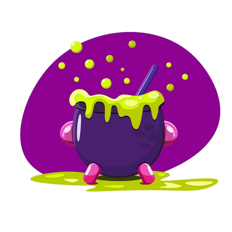 The halloween isolated purple pot with the green magic potion vector