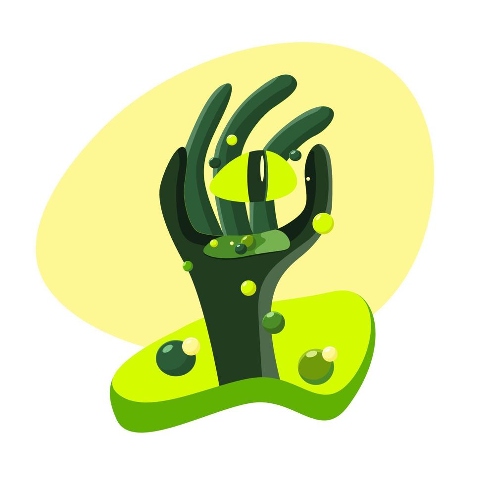 The isolated green flat halloween monster's hand vector