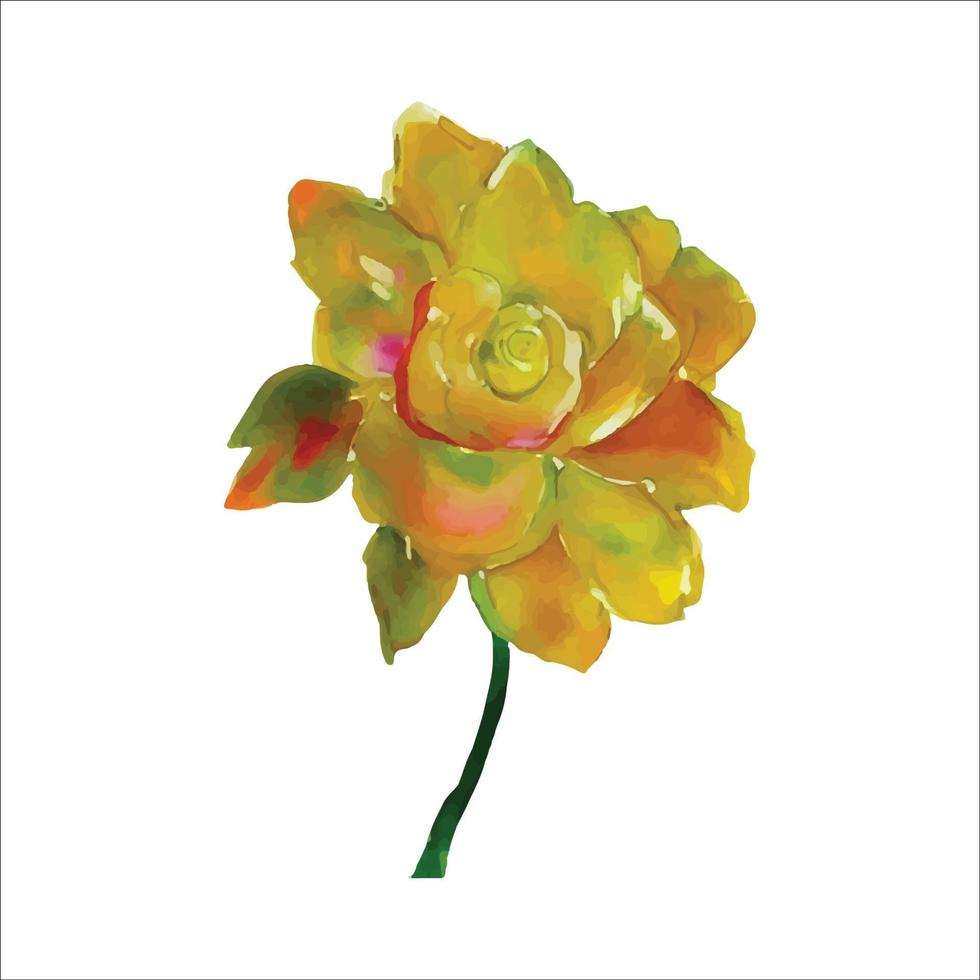 Beautiful watercolor illustration with yellow flower isolated on white background for decorative design. vector