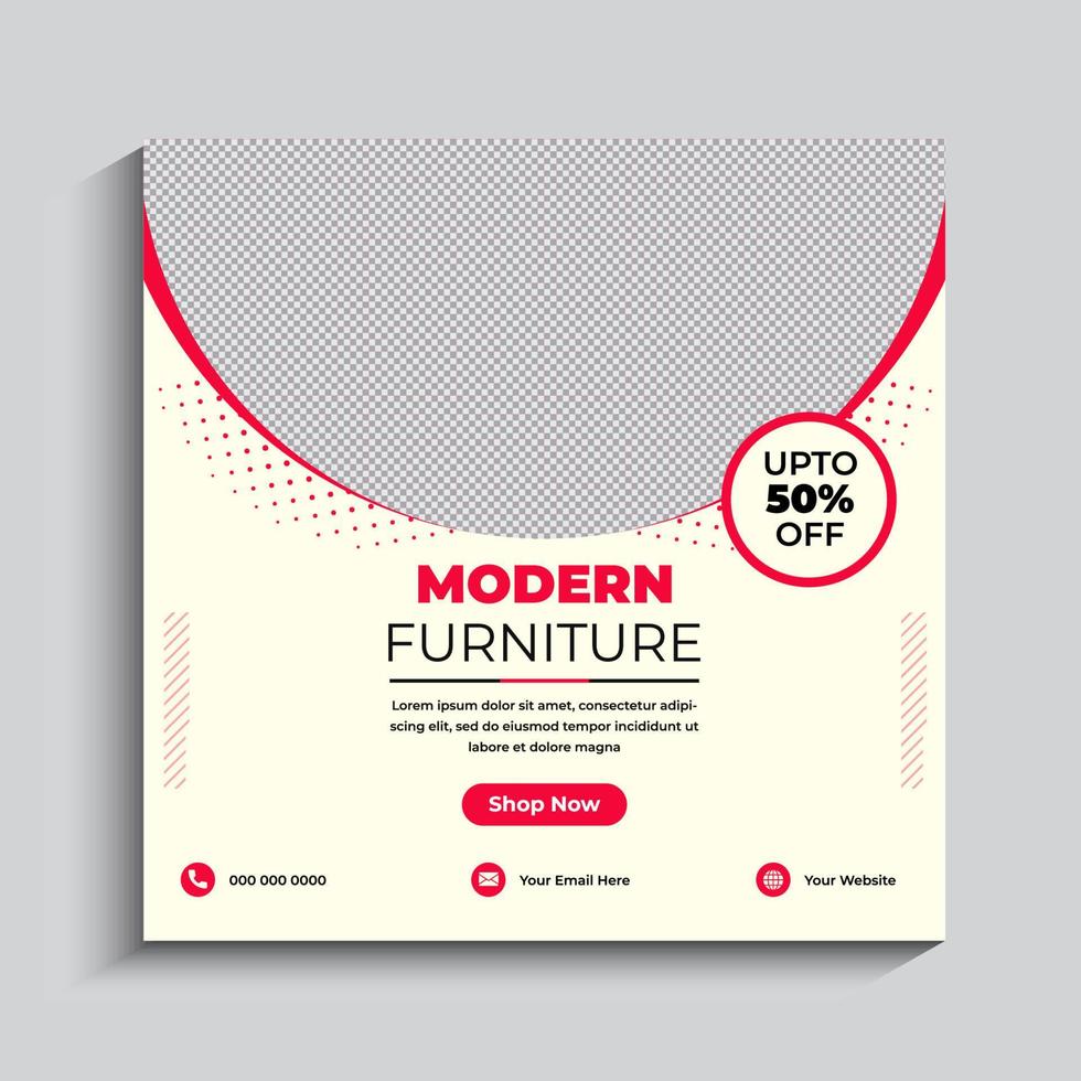 Furniture social media post template design vector