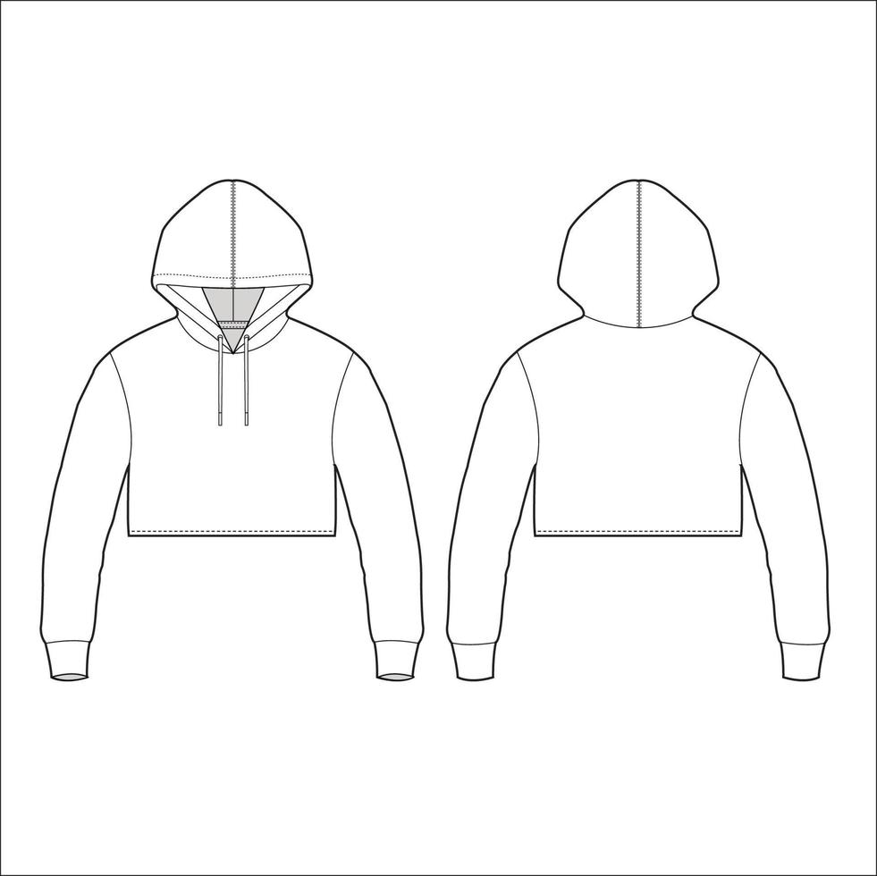 Ladies crop top hoodie vector mockup 12721556 Vector Art at Vecteezy