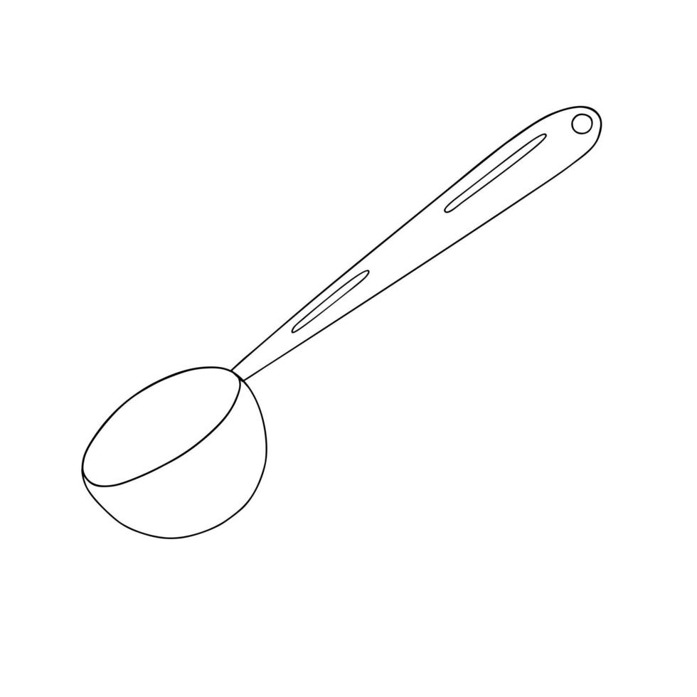 té, café o cuchara de especias contorno doodle ilustración vectorial dibujada a mano, accesorio de vajilla, imagen en blanco y negro vector
