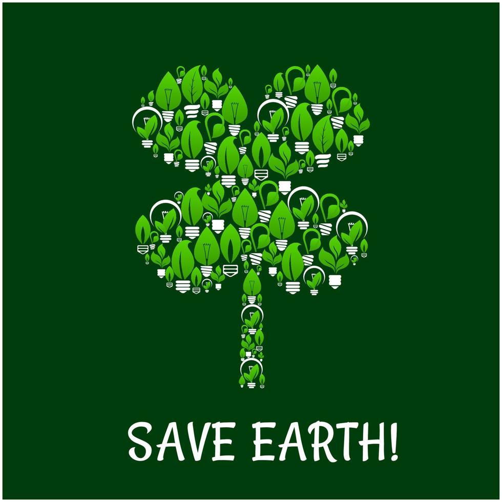 Save Earth green eco energy vector poster