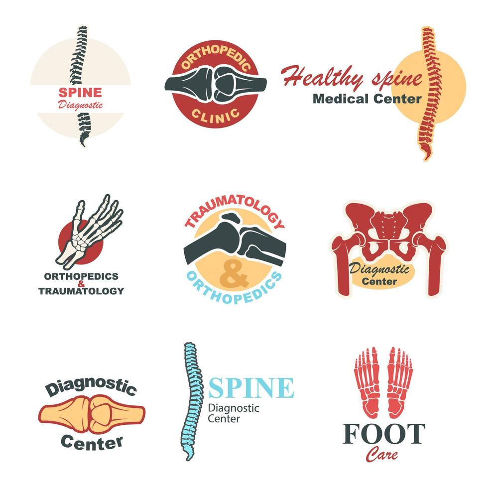 Orthopedics and traumatology emblem set design vector