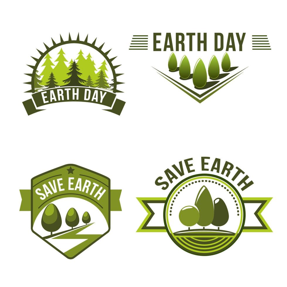 Earth Day, save planet, ecology symbol set vector
