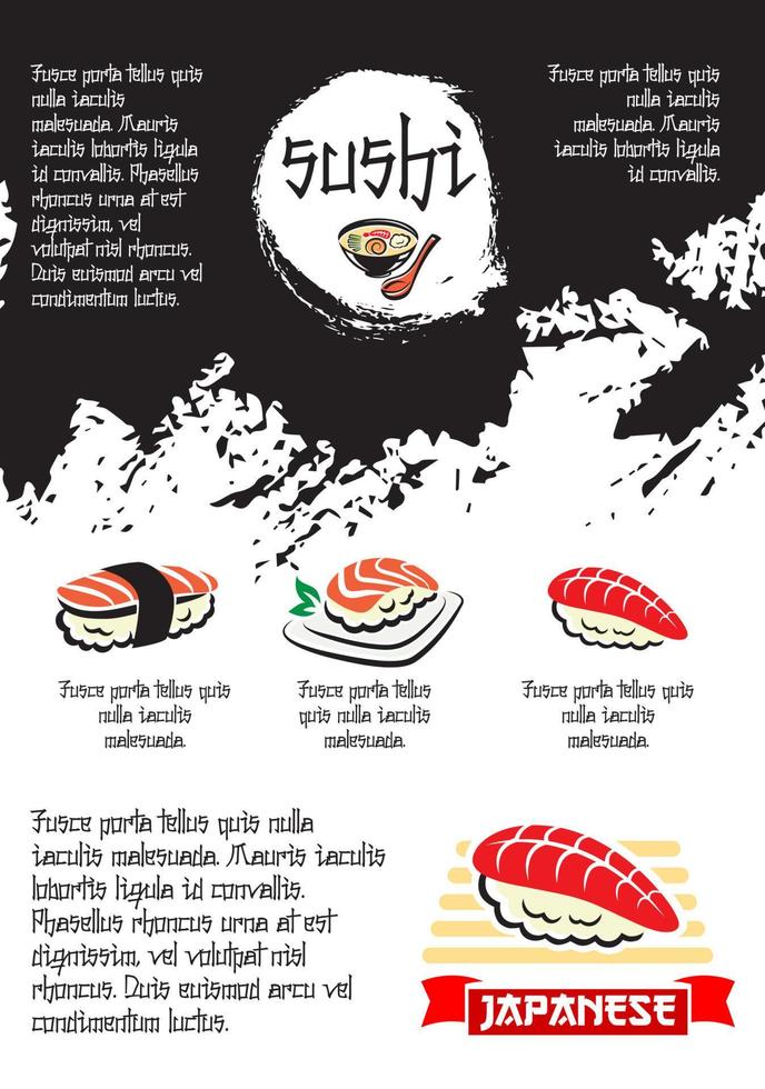 Vector poster for Japanese restaurant or sushi bar