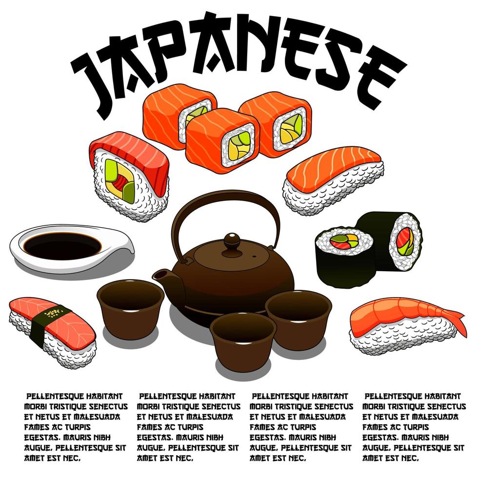 cartel de vector para restaurante japonés o bar de sushi