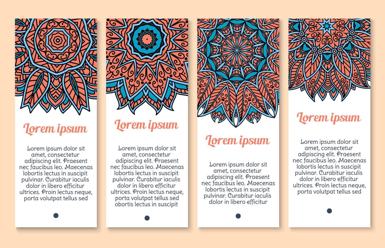 conjunto de banners vectoriales de patrón paisley o mandala vector