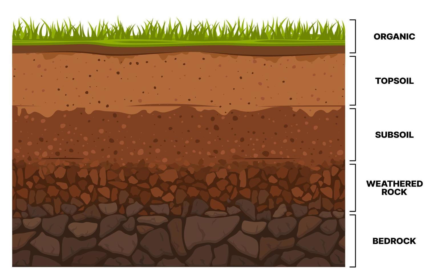 Soil layer infographics, earth subsoil texture vector