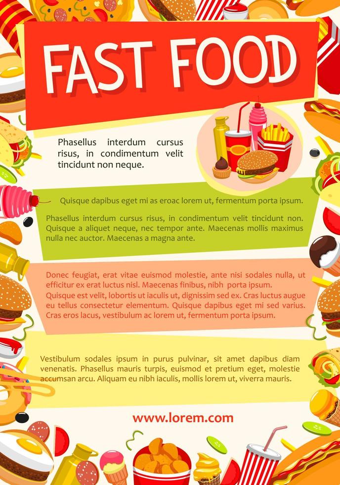 Vector fast food poster for fastfood restaurant