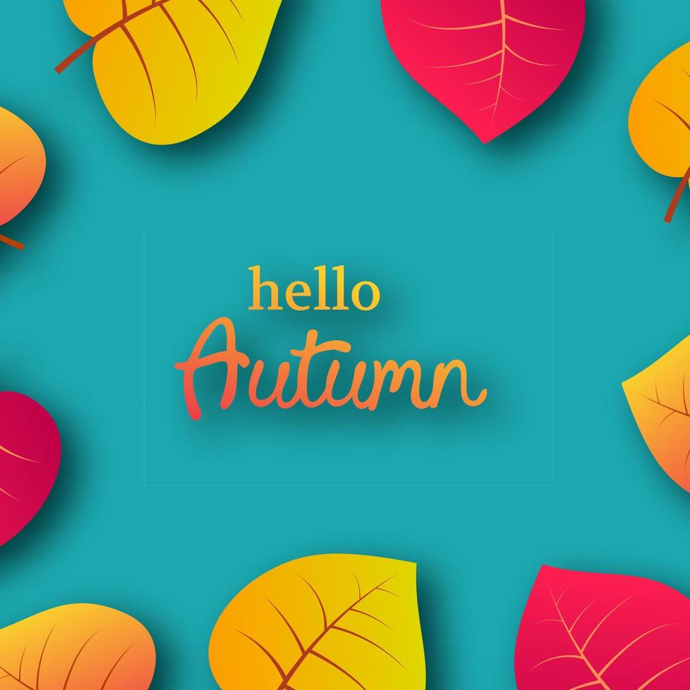 Autumn background with maple yellow leaves and place for text. Card design for fall season banner or poster. Vector illustration