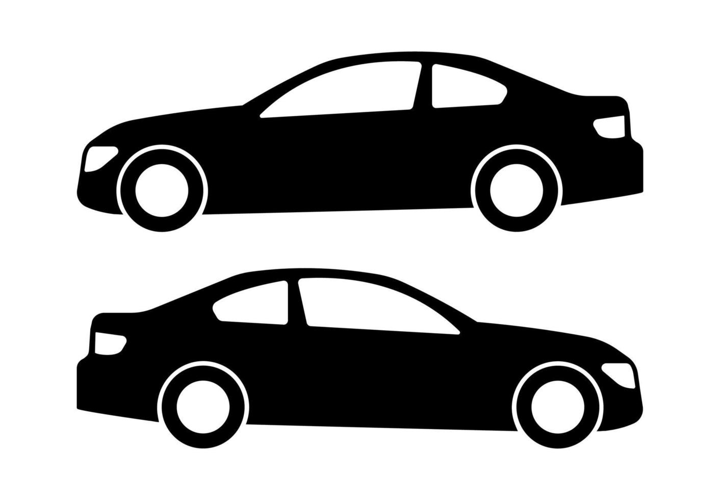 dos siluetas de coches negros sobre un fondo blanco. ilustración vectorial vector