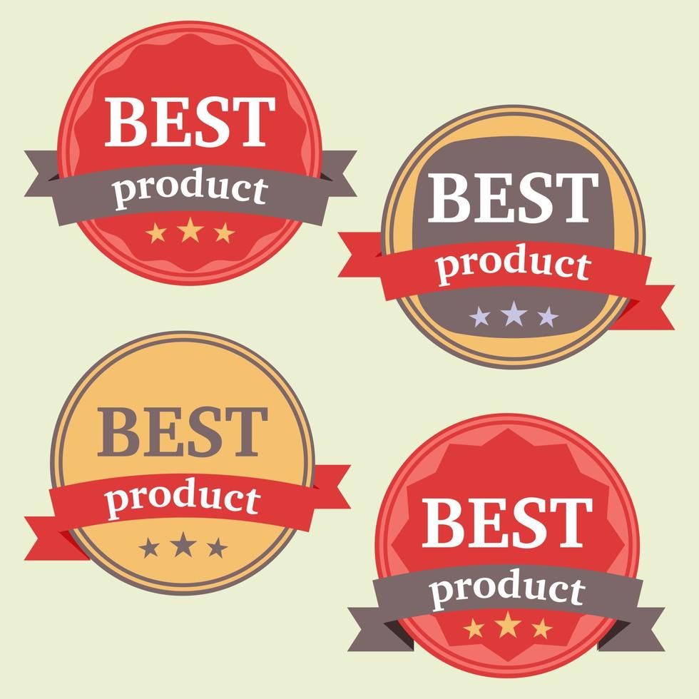 Set of Vector Badges with Ribbons and theWords Best Product. Ready for Your Text or Design. Isolated vector illustration.