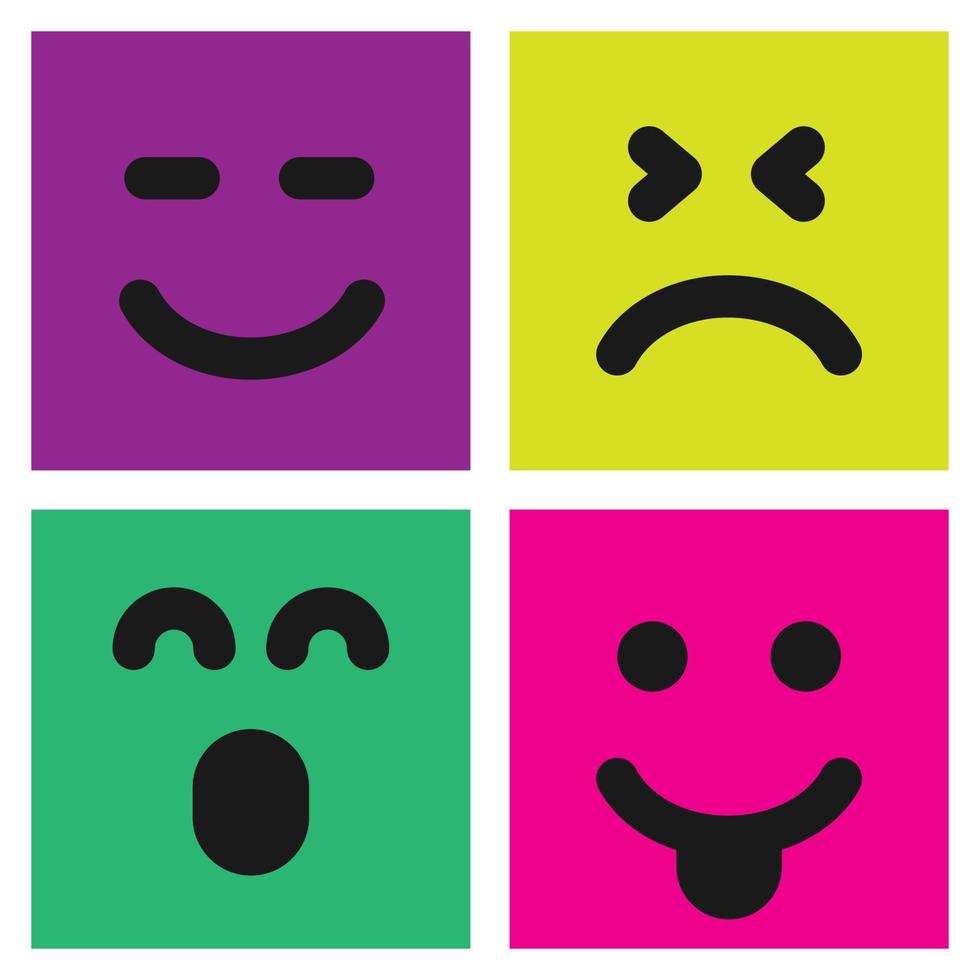 conjunto de cuatro emoticonos coloridos con caras emoji vector