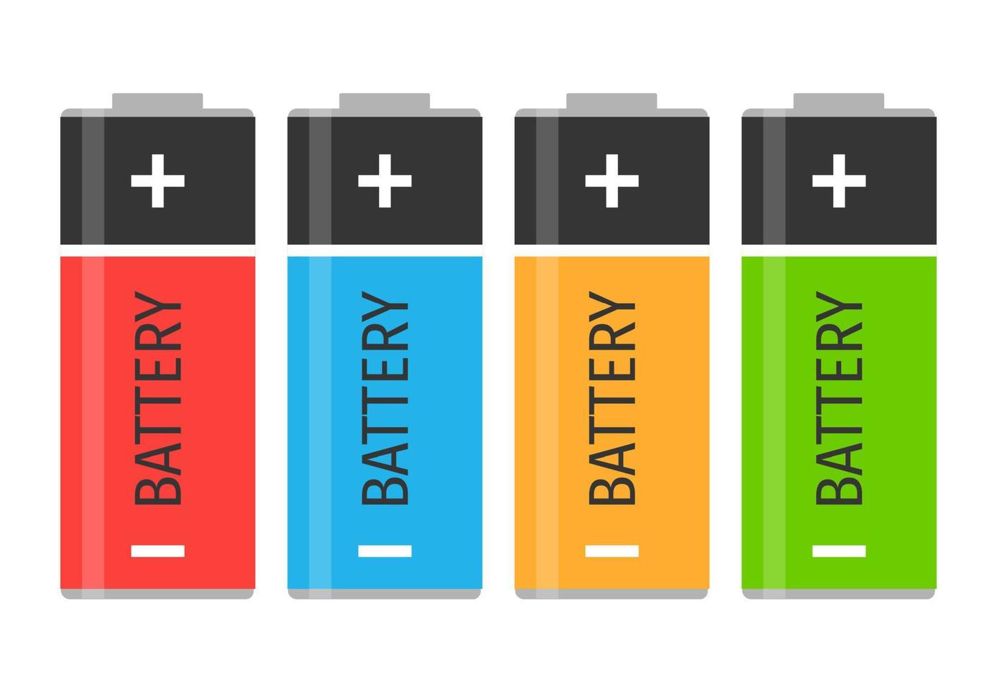 A set of four colorful batteries. Vector illustration