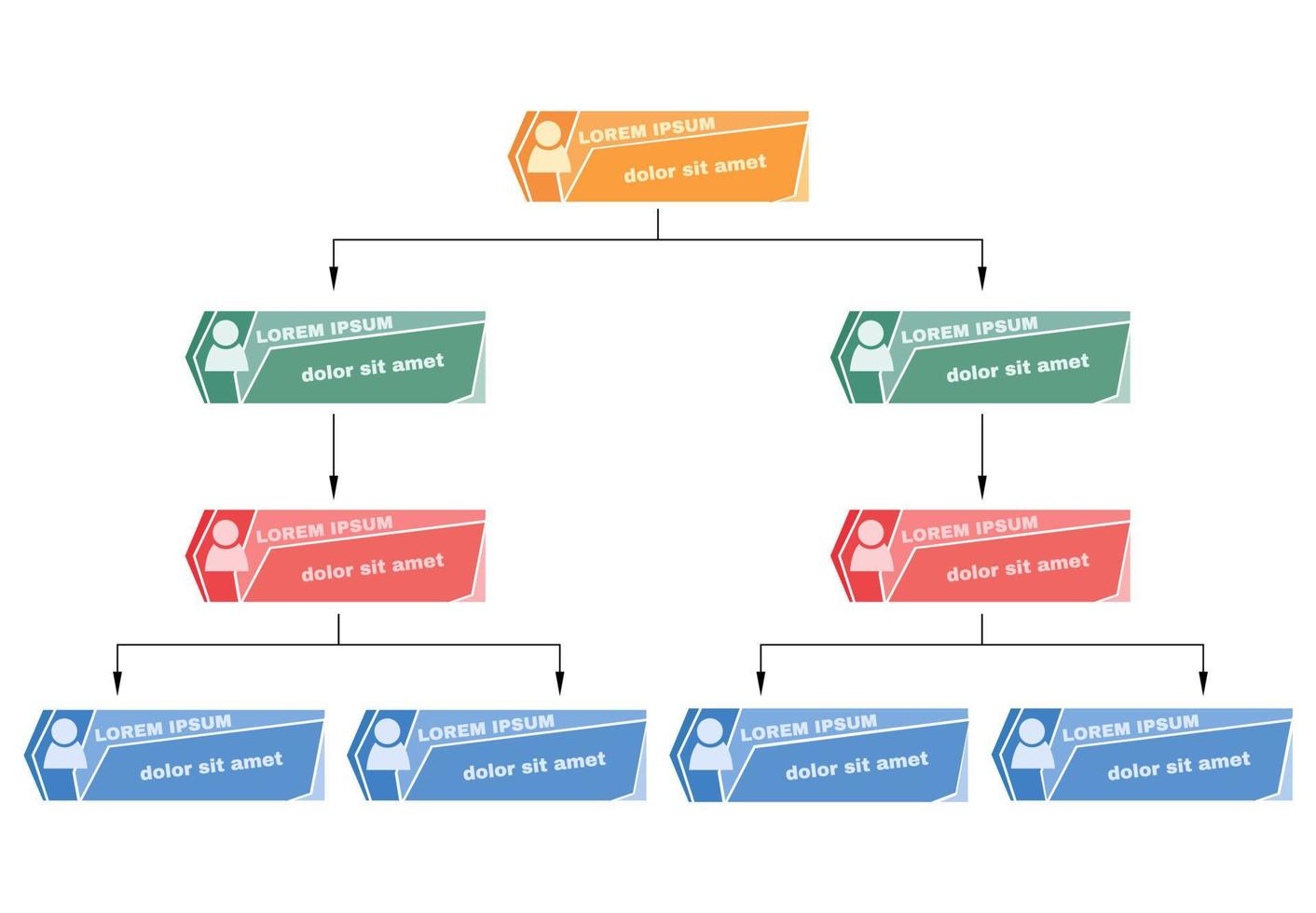 colorido concepto de estructura empresarial, esquema de organigrama corporativo con iconos de personas. ilustración vectorial vector