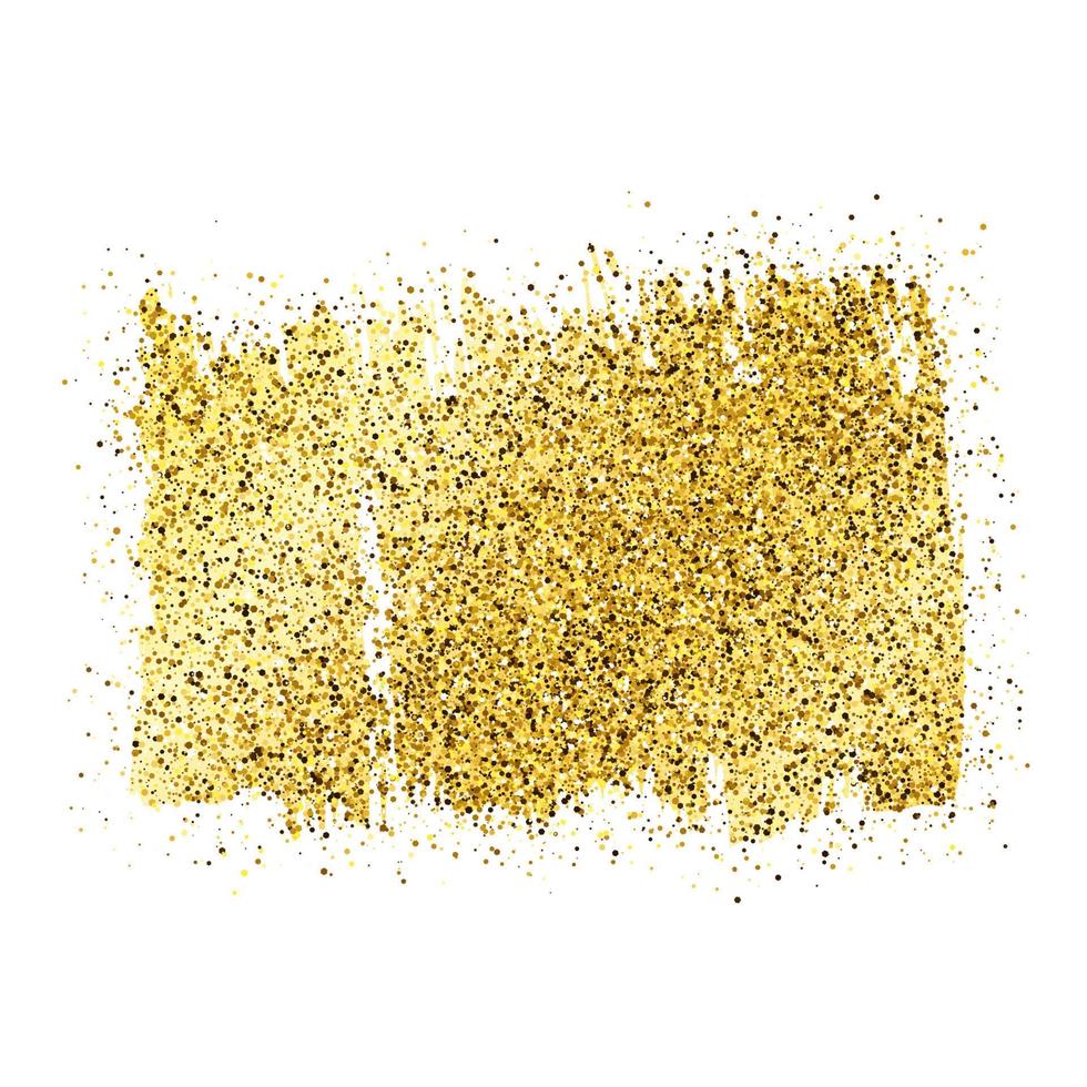 Golden Paint Glittering backdrop on a white background. Background with gold sparkles and glitter effect. Empty space for your text. Vector illustration