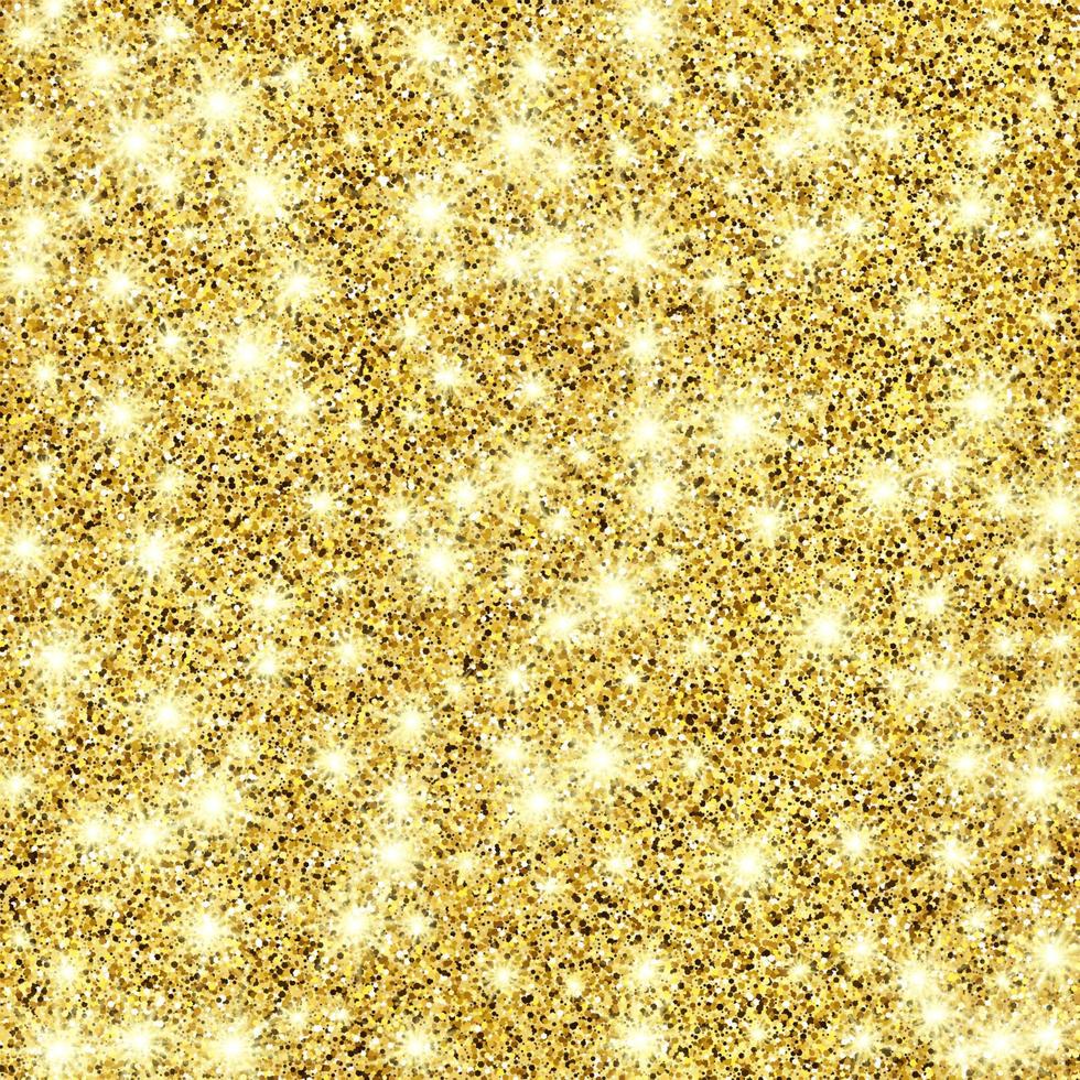 Golden glittering background with gold sparkles and glitter effect. Empty space for your text. Vector illustration