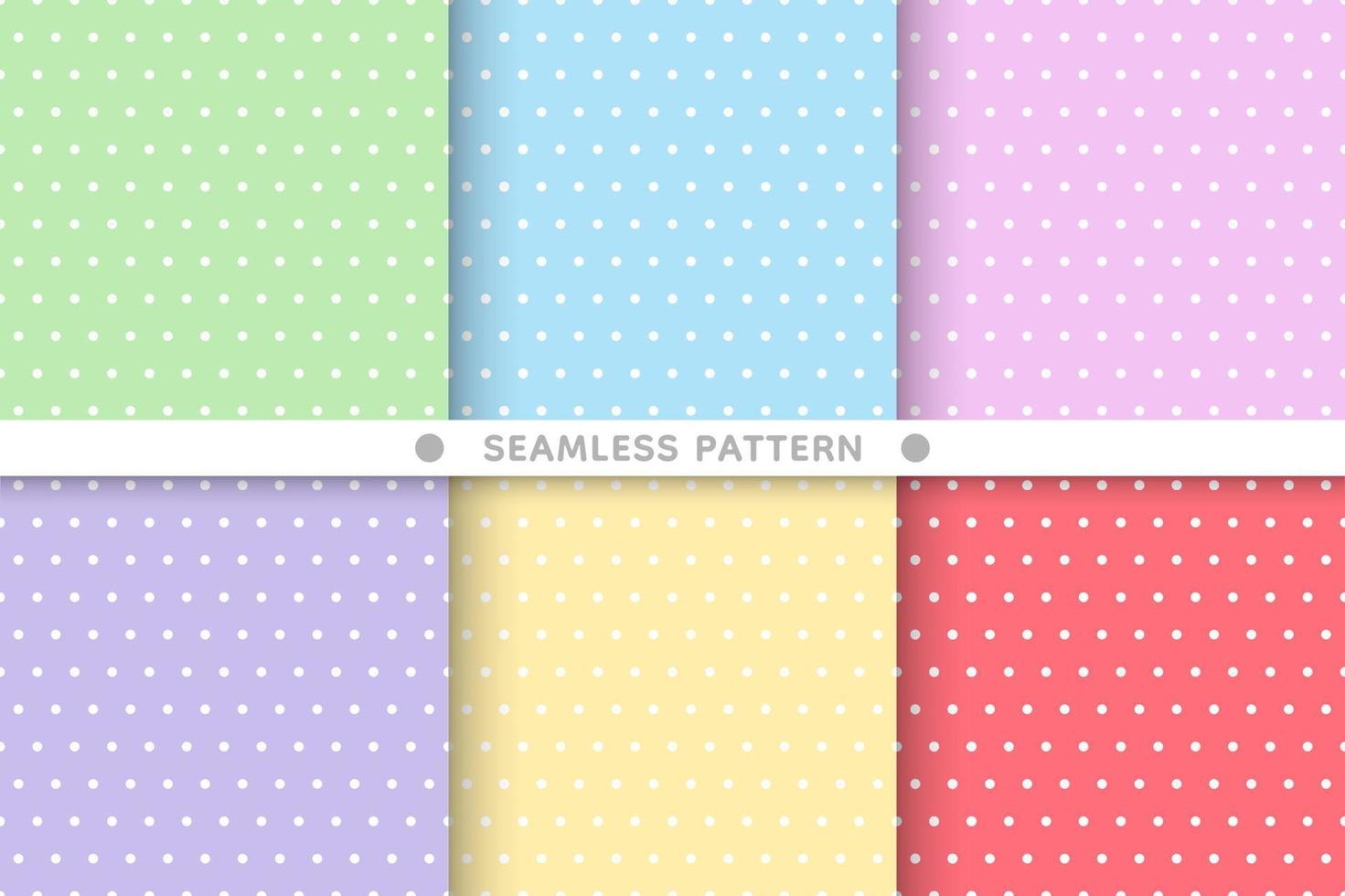 Colourful dot seamless pattern background set. vector