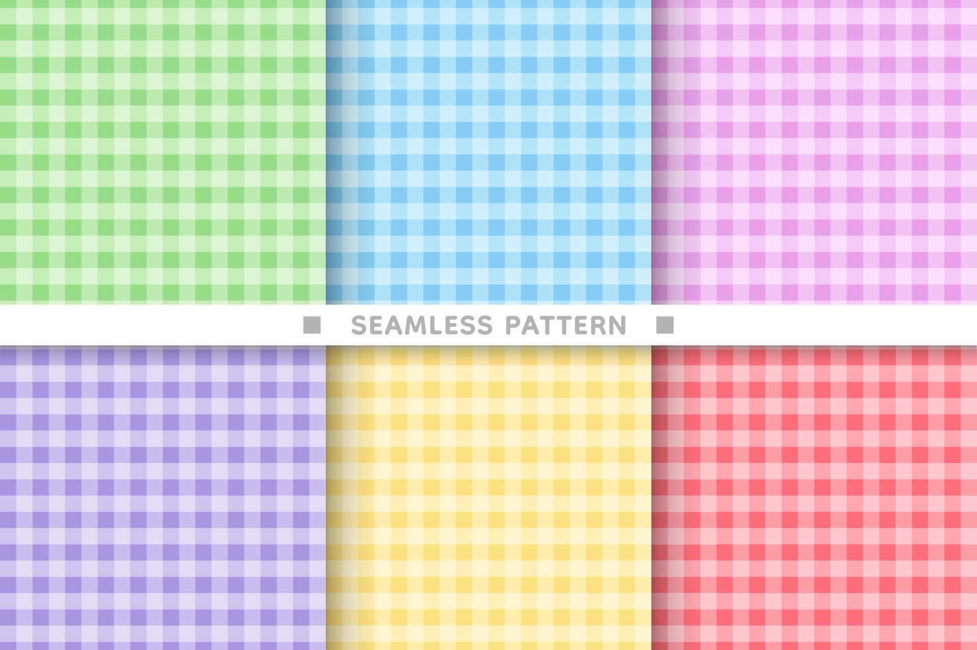 Colourful gingham seamless pattern background set. 12721839 Vector Art ...