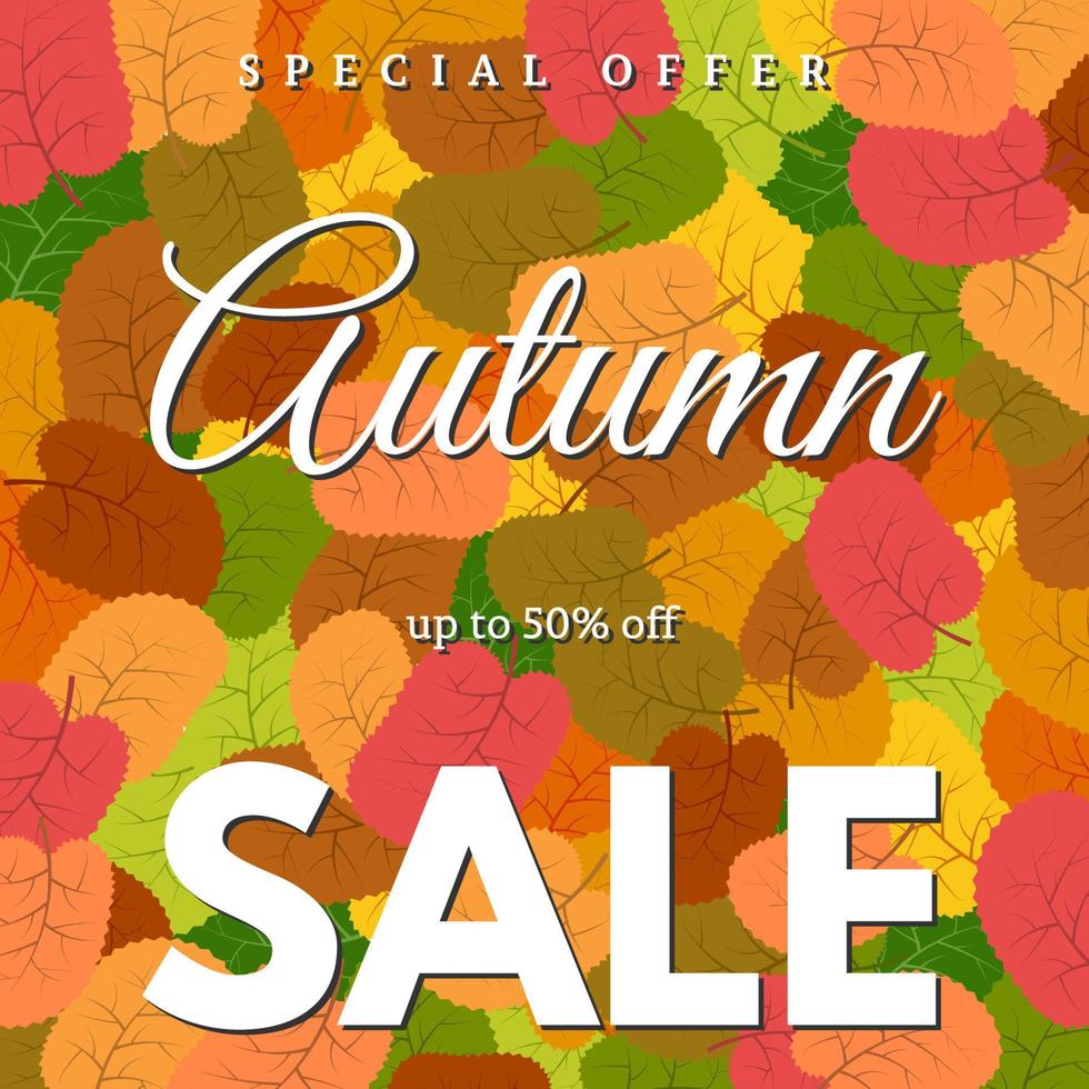 Background with autumn leaves and an inscription Autumn sale. Vector illustration