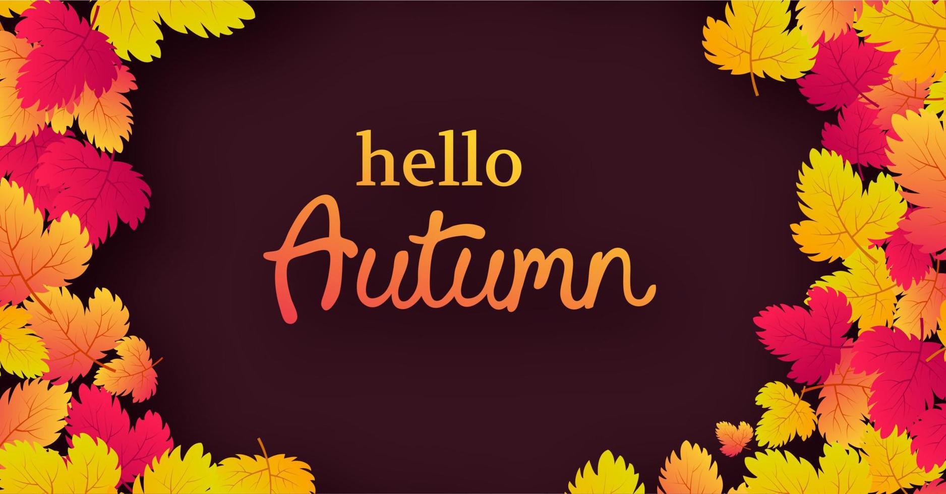 Autumn background with maple yellow leaves and place for text. Banner design for fall season banner or poster. Vector illustration