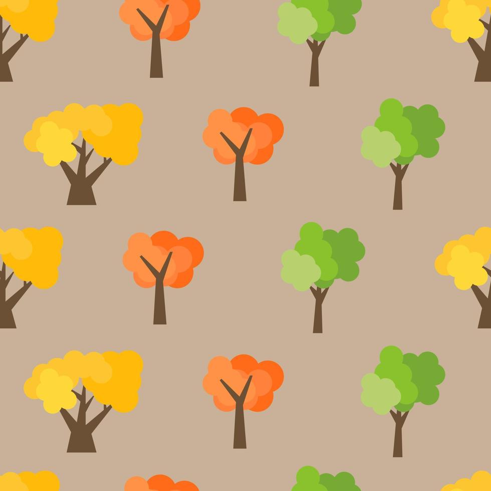 Seamless pattern from autumn trees. Autumn forest background. Vector illustration