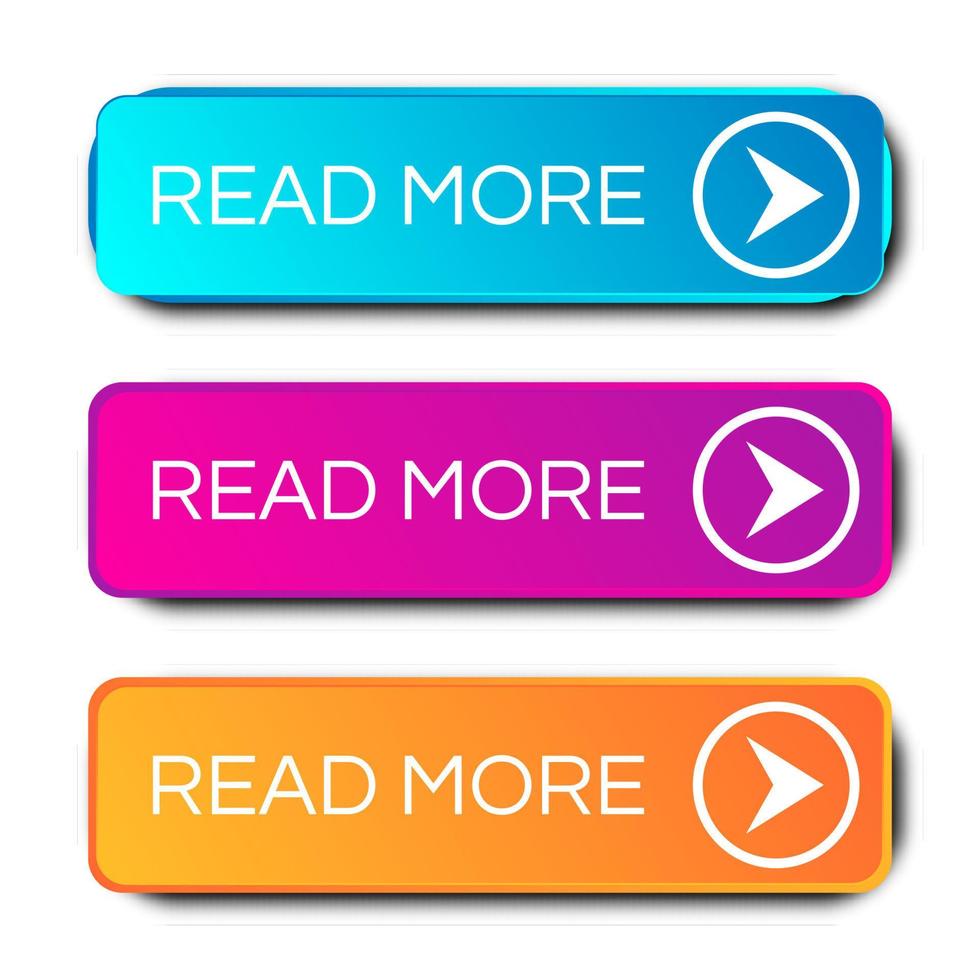Set of three modern gradient buttons with shadows vector