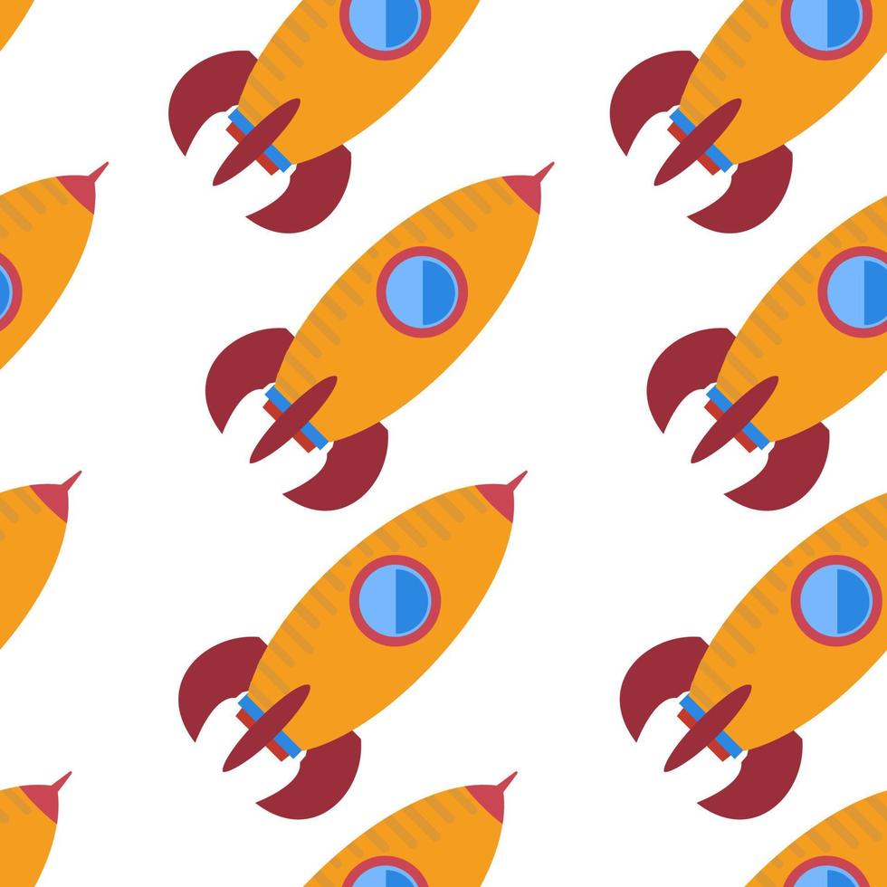 Seamless pattern with space rocket. Vector illustration.