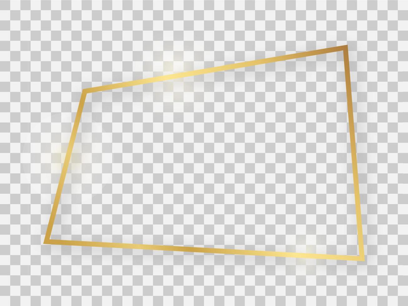 marco rectangular dorado brillante vector