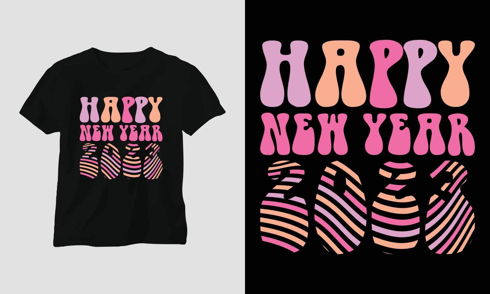 feliz año nuevo diseño de camiseta de estilo maravilloso vector