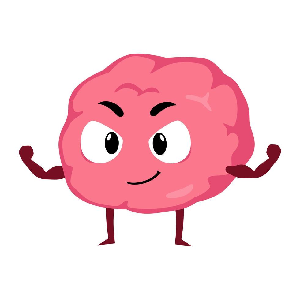 Brain Strong with Muscle mascot character cartoon illustration vector