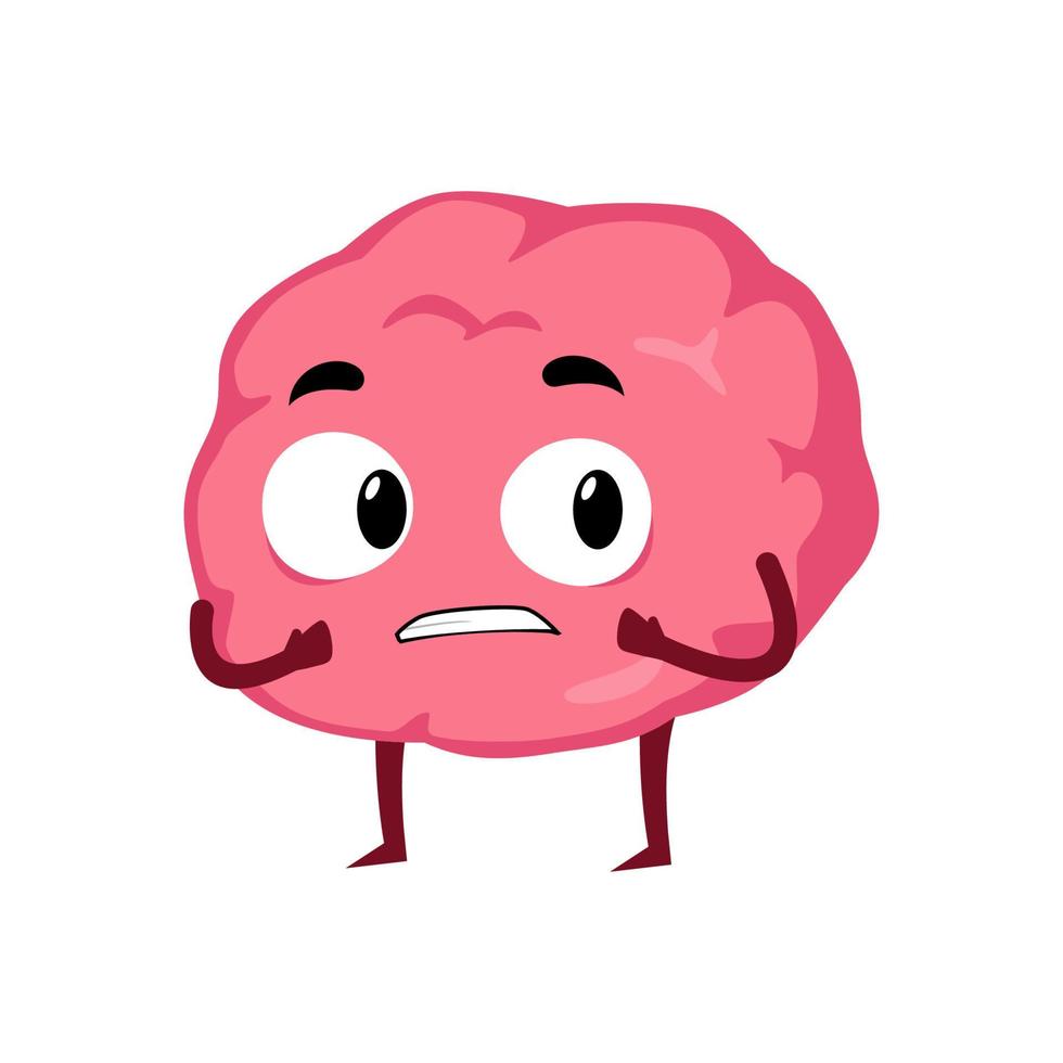 Brain scared terrified concept mascot character cartoon illustration vector