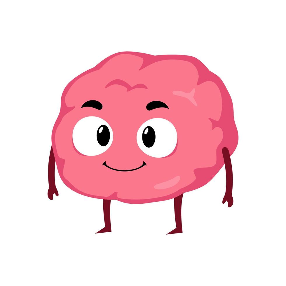 cerebro sonrisa mascota personaje dibujos animados ilustración vector