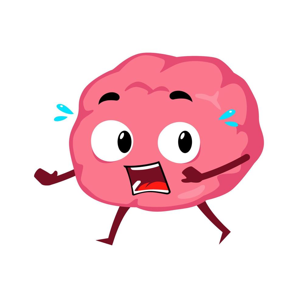 cerebro corriendo asustado huyendo mascota personaje dibujos animados ilustración vector