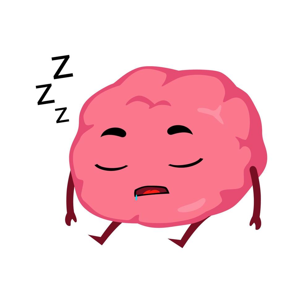 Brain sleeping mascot character cartoon illustration vector