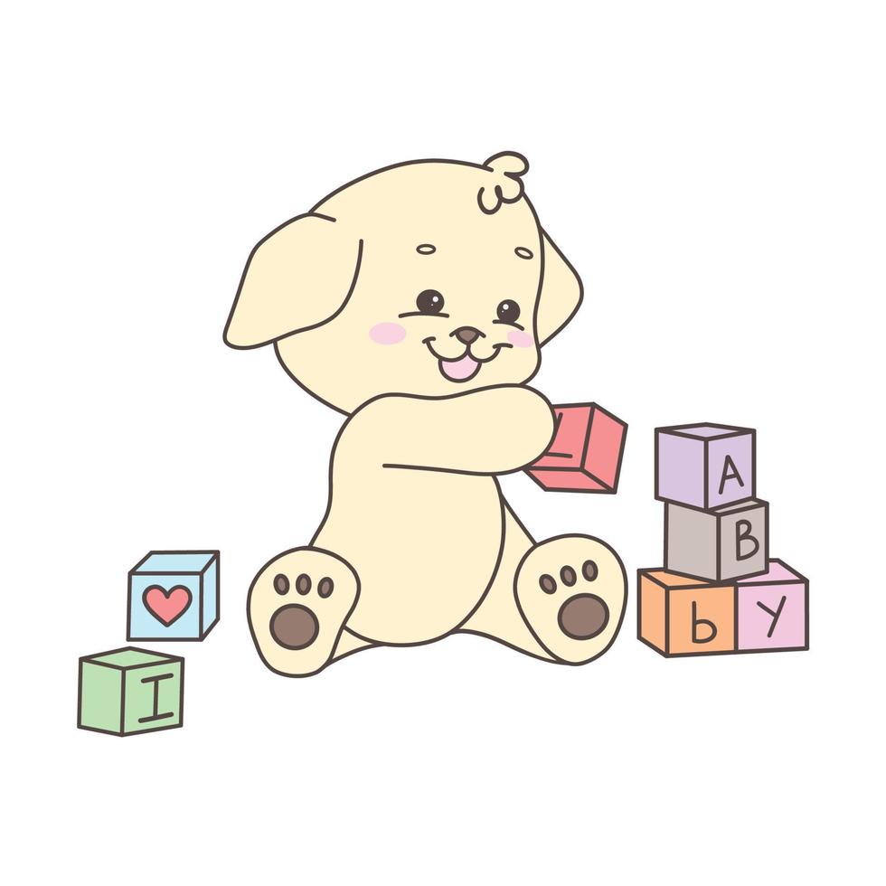 kawaii lindo labrador cachorro perro carácter vector dibujos animados ilustración