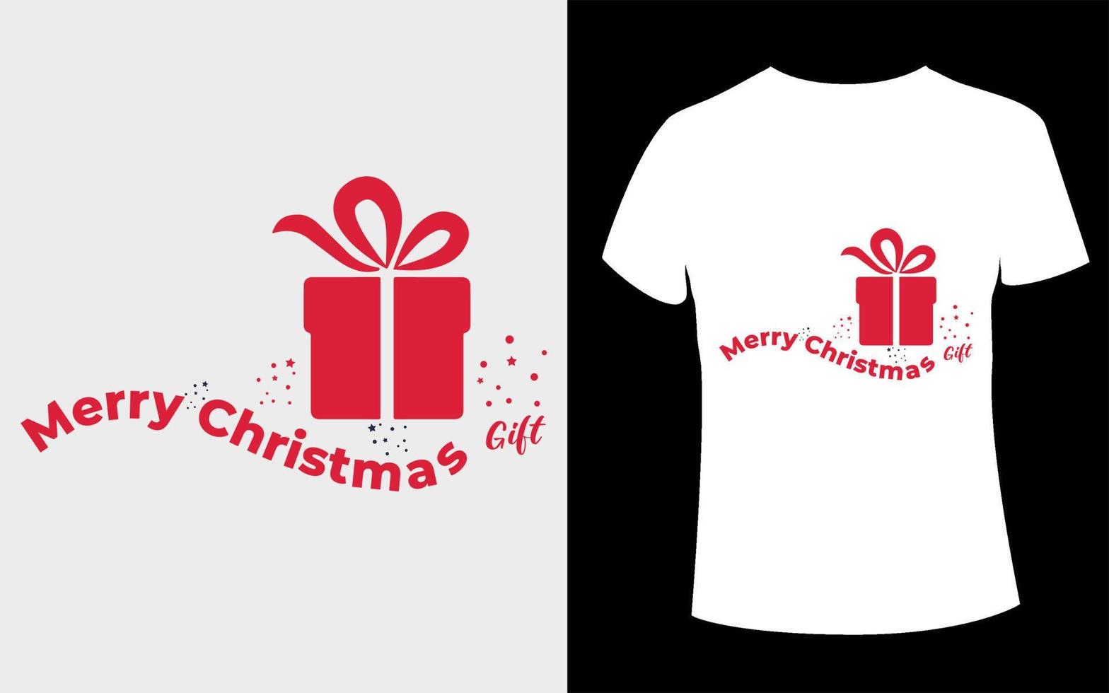 Merry Christmas Gift T- Shirt Design with Christmas Vector