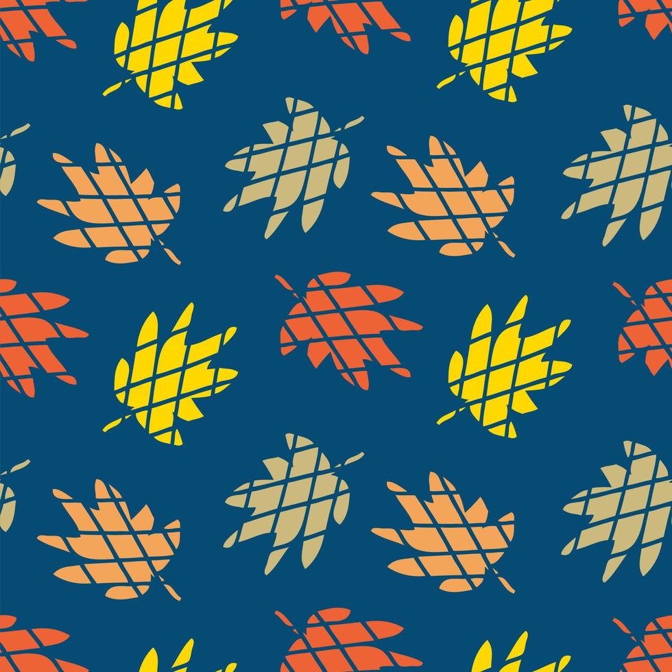 Checkered maple leaves seamless pattern in vintage style. vector