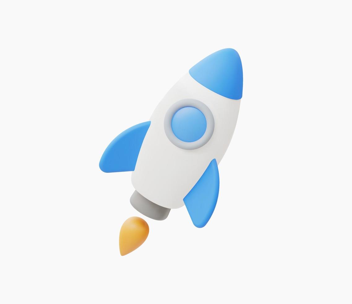 3d Realistic Flying rocket vector illustration