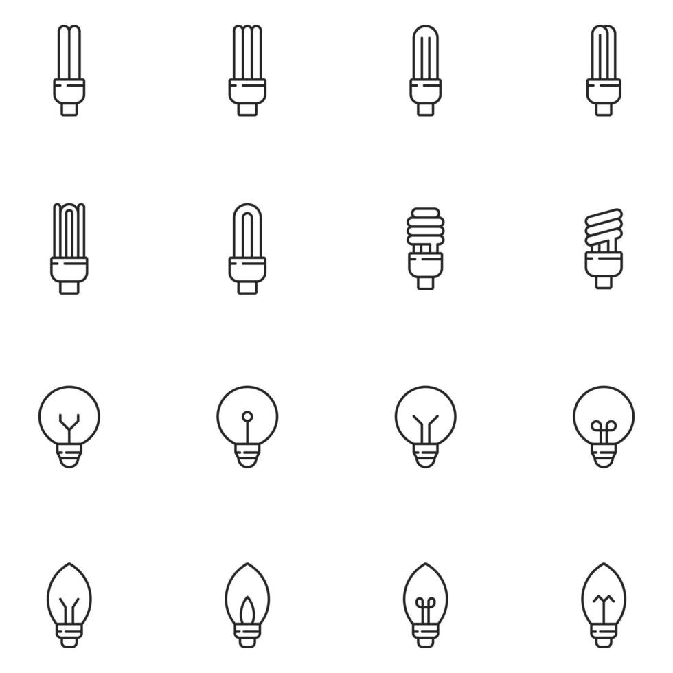 Lamp Line Icon Set Vector