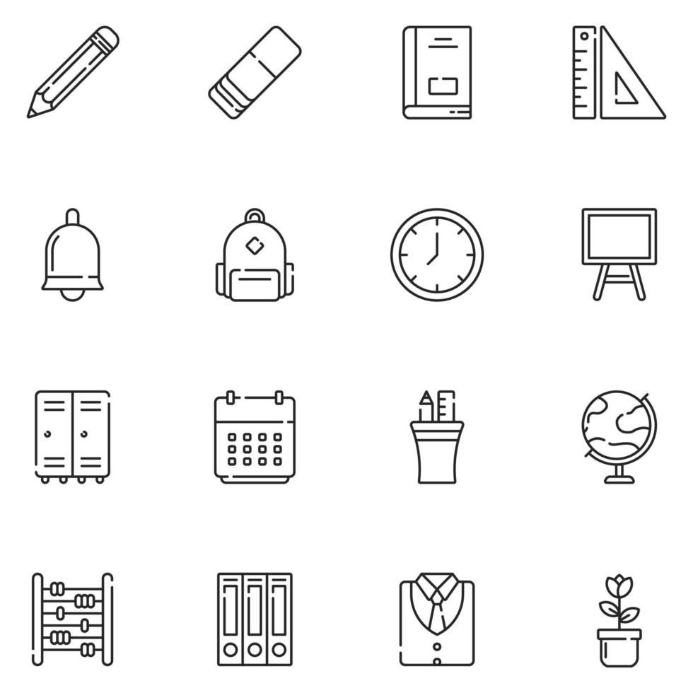 Elementary School Line Icon Set vector