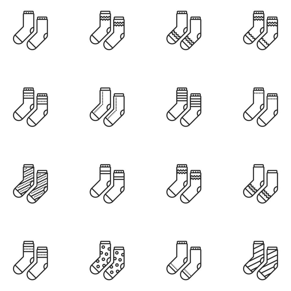 vector de conjunto de iconos de línea de calcetines