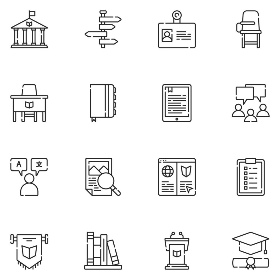 College Line Icon Set Vector