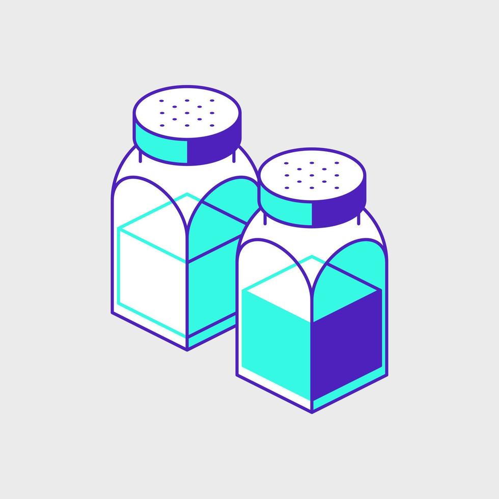 Salt and Pepper shaker isometric vector icon illustration