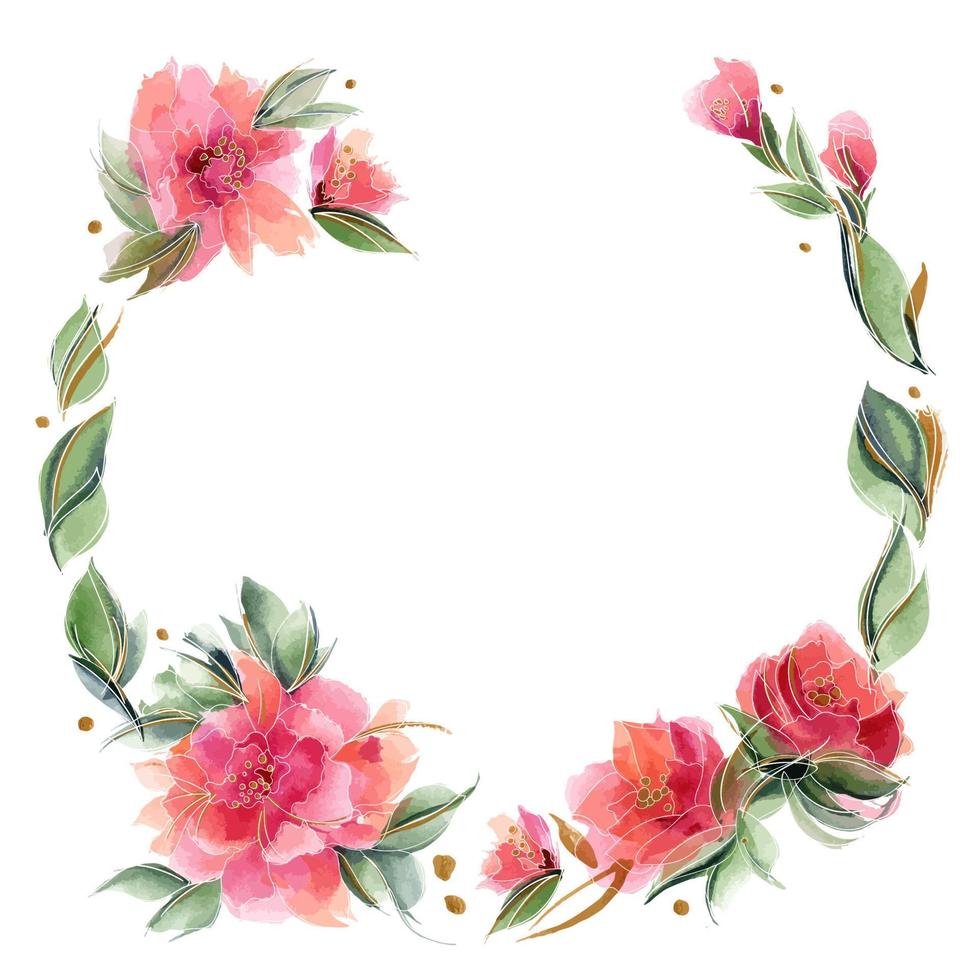 Pink floral wreath with delicate fragrant rose flowers vector