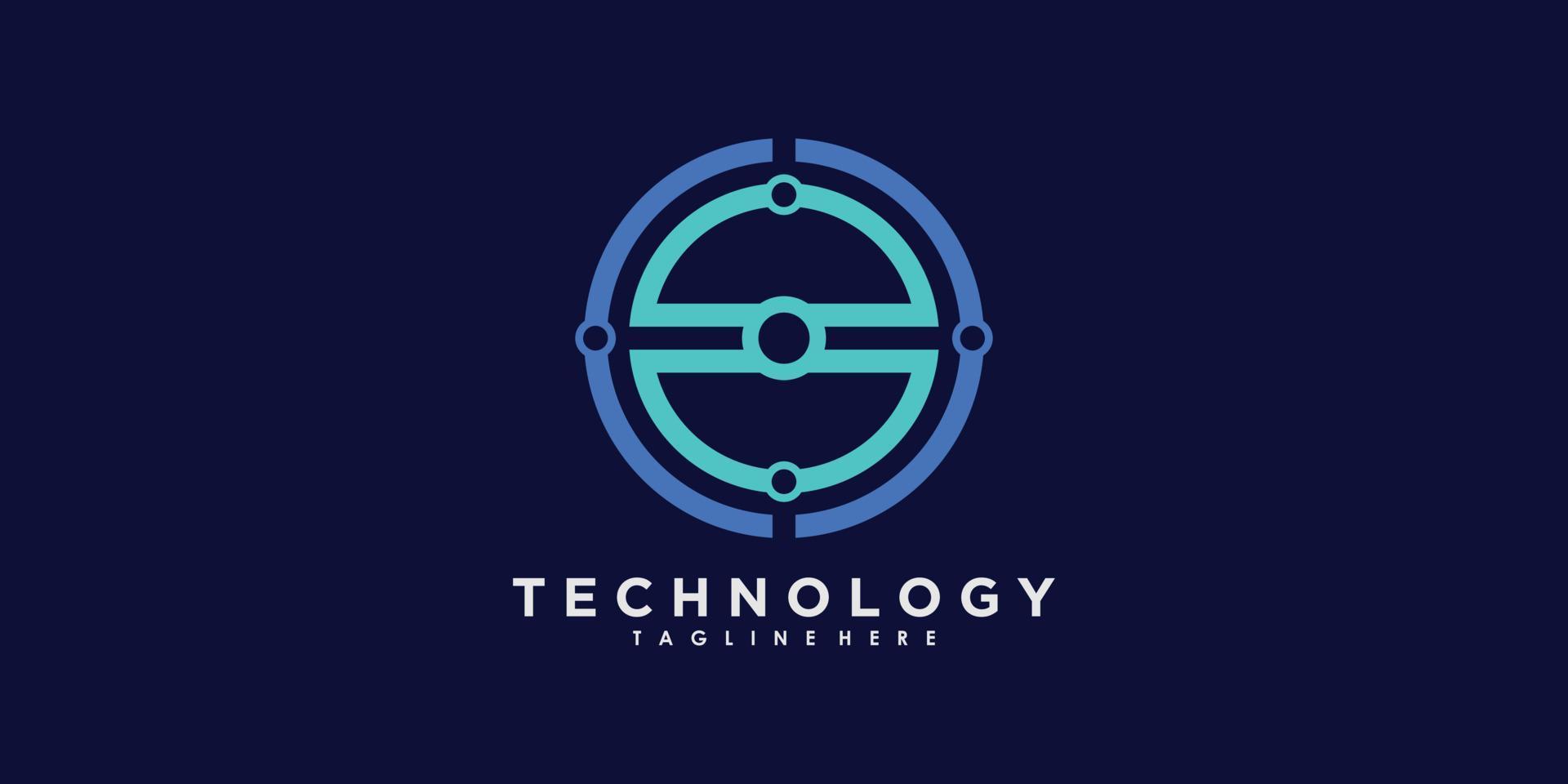 technology logo design vector with gradient abstract creative concept