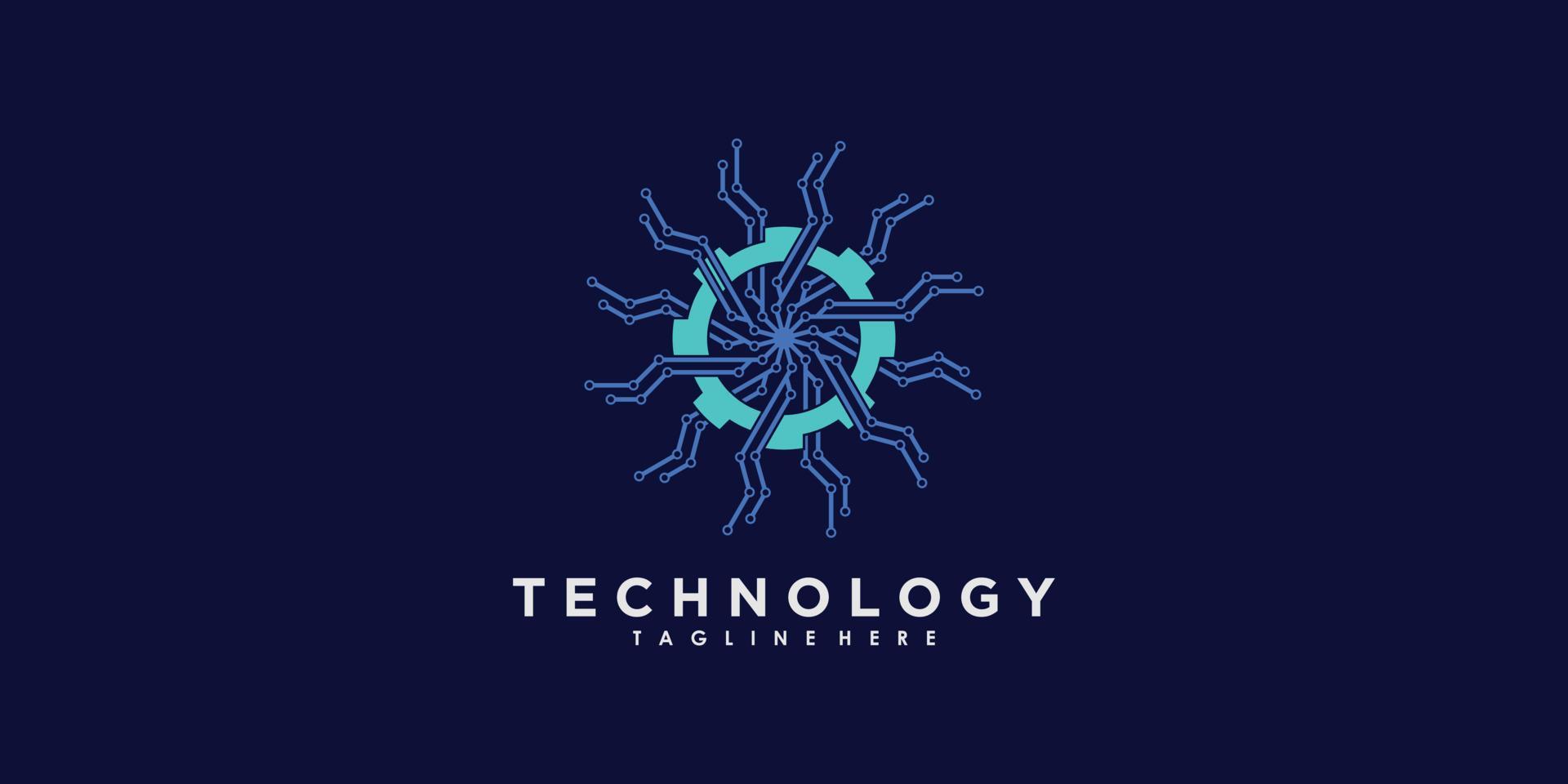 technology logo design vector with gradient abstract creative concept