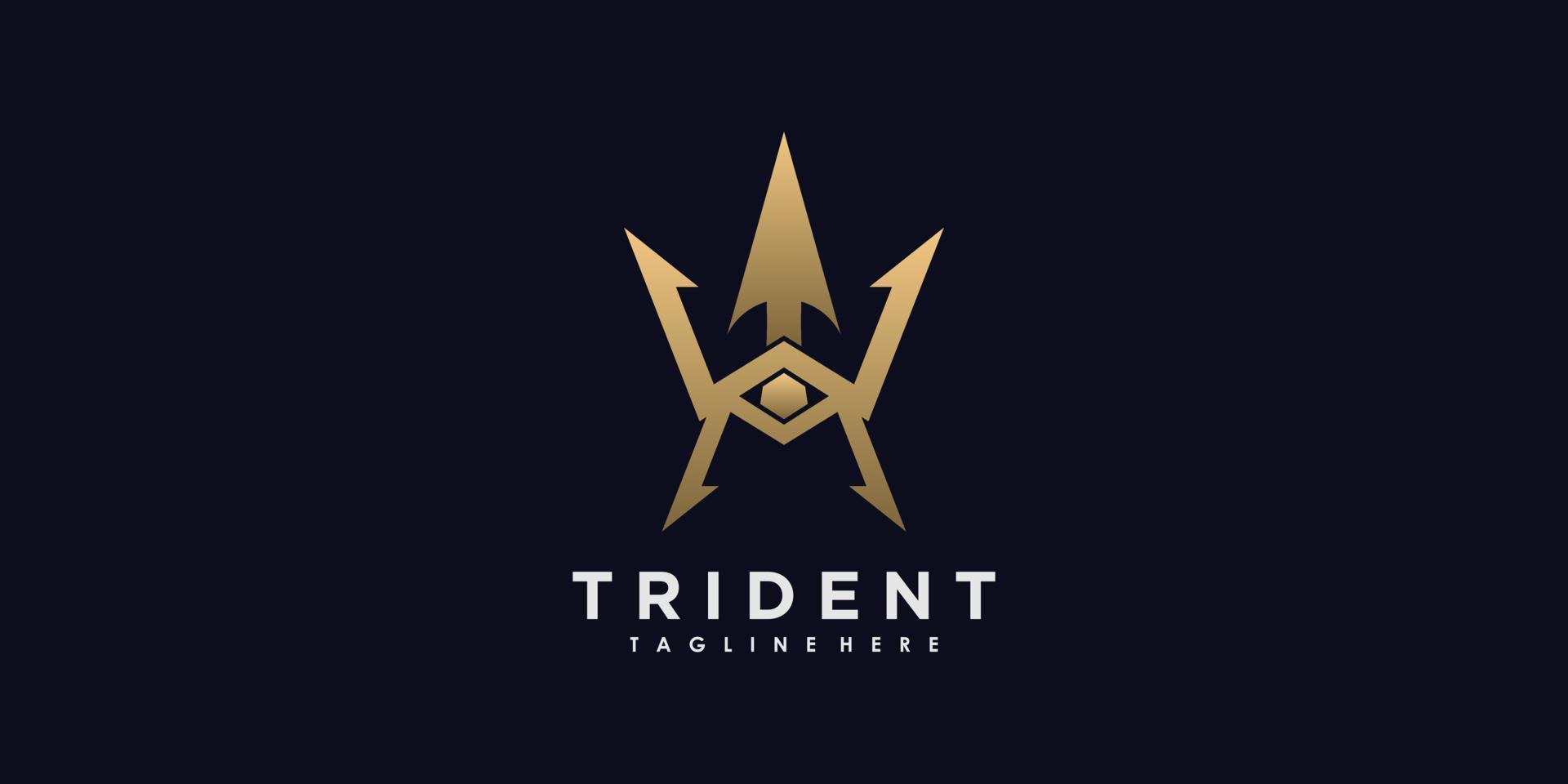trident logo design vector with illustration creative concept
