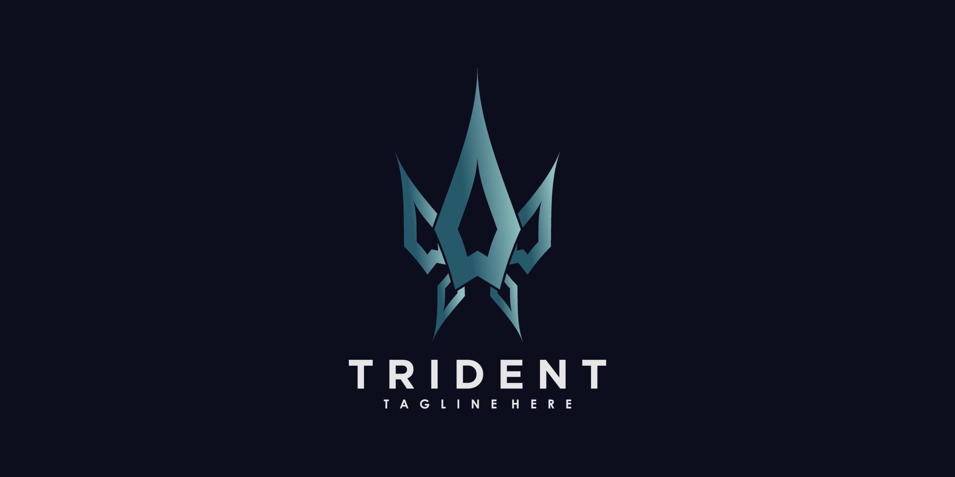 trident logo design vector with illustration creative concept